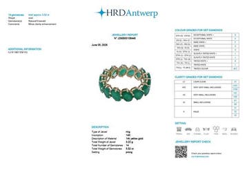 Eeuwigheidsring - 14 karaat Geel goud - 5.52ct. tw. Smaragd