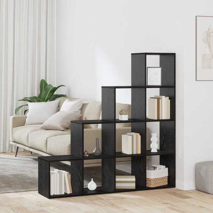 vidaXL Roomdivider Boekenkast Zwart Eiken 131,5 x 29 x 131,5, Maison & Meubles, Armoires | Bibliothèques, Envoi