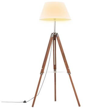 vidaXL Vloerlamp driepoot 141 cm massief teakhout, Verzenden