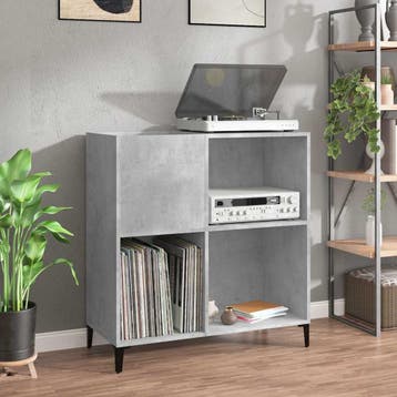 vidaXL Platenkast 84,5x38x89 cm bewerkt hout betongrijs, Verzenden