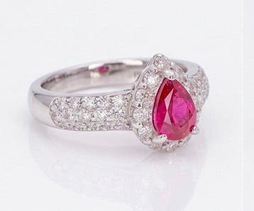 Verlovingsring Platina - 1.36ct. tw. Robijn - Diamant