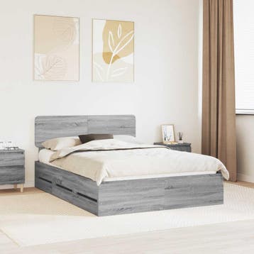 vidaXL Bedframe met lade Grijze Sonoma 140 x 200 cm, Verzenden