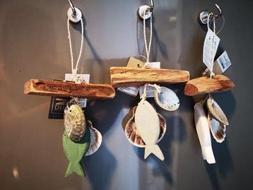 Schelpen drijfhout Vis hanger 3 verschillende / 3 stuks, Nieuw