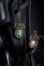 Labradoriet Hangende Oorbellen - Boheemse Handgemaakte