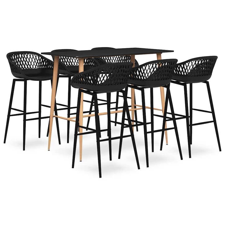 vidaXL 7-delige Barset zwart, Huis en Inrichting, Complete eetkamers, Nieuw, Verzenden