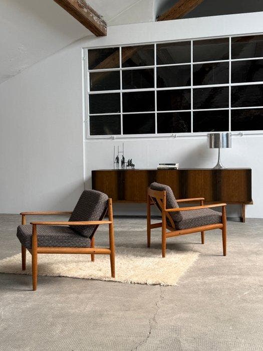 France & Son - Grete Jalk - Fauteuil (2) - 118 - Teck,, Antiek en Kunst, Kunst | Designobjecten