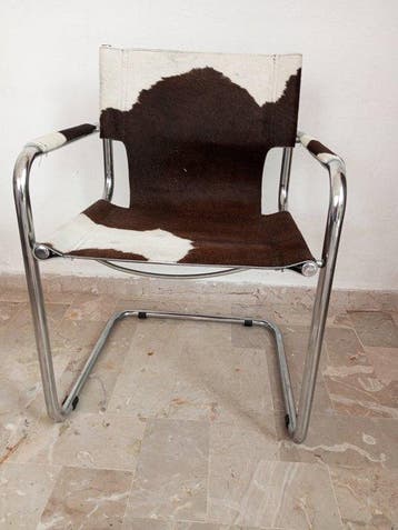 Stoel - Cantileverstoel - Staal, Leder, Chroom, runderhuid, Antiek en Kunst
