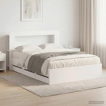 vidaXL Bedframe met opbergruimte en hoofdbord Wit 150 x 200, Huis en Inrichting, Slaapkamer | Bedden, Verzenden, Nieuw