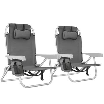 tectake Aluminium strandstoel Coral, opvouwbaar met rugzakfu, Verzenden, Nieuw