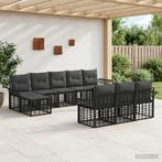 vidaXL Buiten bank set 10 pcs Zwart en Donker Grijs, Verzenden
