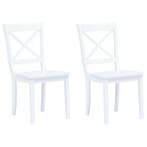 vidaXL Eetkamerstoelen 2 st massief rubberwood wit, Verzenden, Nieuw
