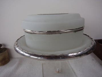Koekjesdoos op schotel - Boîte - Argent, Verre - Sans