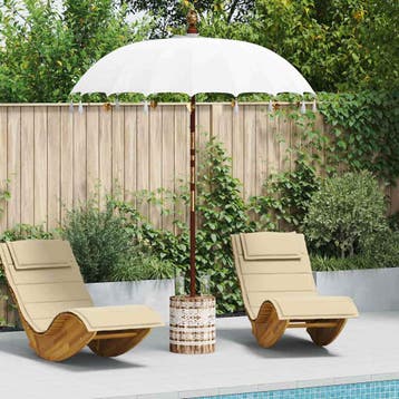 vidaXL Balinese parasol met basis 250 Crème en Wit 190 x 190, Tuin en Terras, Verzenden, Nieuw