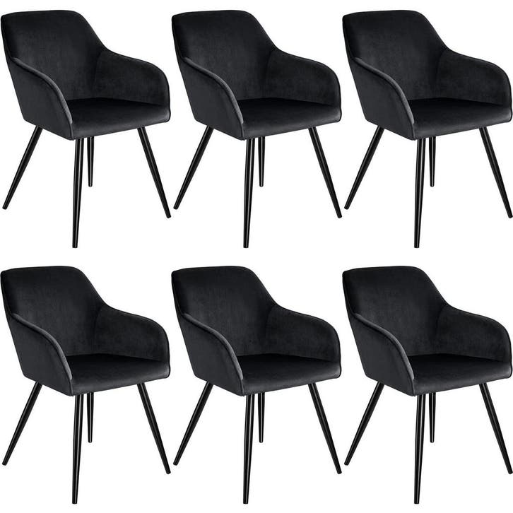 tectake Eetkamerstoel Marilyn fluweellook, zwarte stoelpoten, Huis en Inrichting, Stoelen, Verzenden