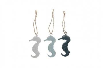 Hanger metaal Zeepaardje Seahorse 6.5 cm pak 9 stuks, Nieuw