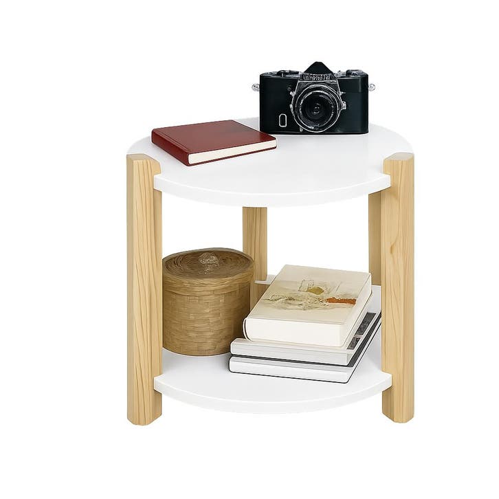 2dekans | SoBuy Bijzettafel - Hout - Ø31 cm - Wit, Huis en Inrichting, Tafels | Salontafels, Ophalen of Verzenden