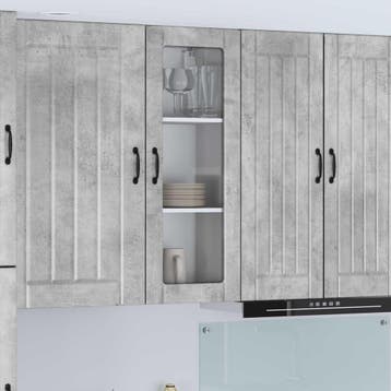 vidaXL Wandglas Kasten LUCCA Betongrijs 40 x 31 x 100 cm, Huis en Inrichting, Verzenden, Nieuw