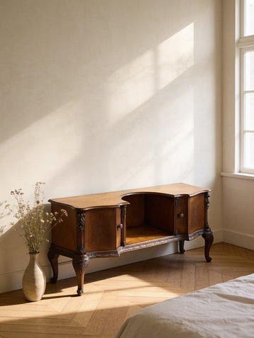 Console - Noyer, Bois, Laiton, Antiek en Kunst
