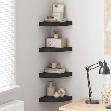 vidaXL Hoekschappen zwevend 4 st 25x25x3,8 cm MDF zwart, Verzenden