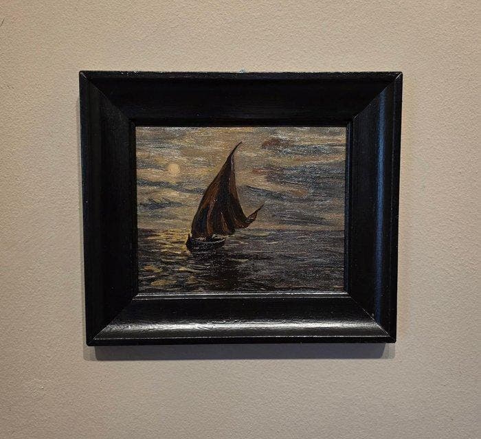 Belgische school (XX) - Vela al tramonto, Antiquités & Art, Art | Peinture | Classique
