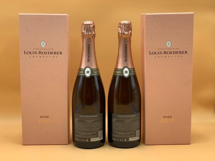 2017 Louis Roederer, Rosé - Champagne Brut - 2 Flessen (0.75, Verzamelen, Wijnen