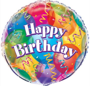 Helium Ballon Happy Birthday Ballonnen gekleurd 45cm leeg, Verzenden, Nieuw