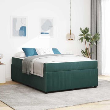vidaXL Bedframe Donkergroen 140 x 200 cm Stof, Verzenden, Nieuw
