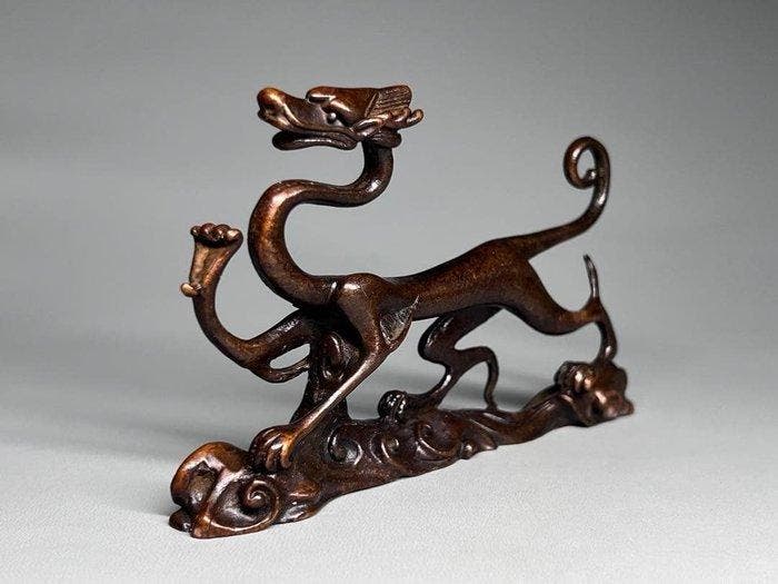 Bronze Dragon Paperweight — Chinese Antique Style Feng Shui, Antiek en Kunst, Kunst | Designobjecten