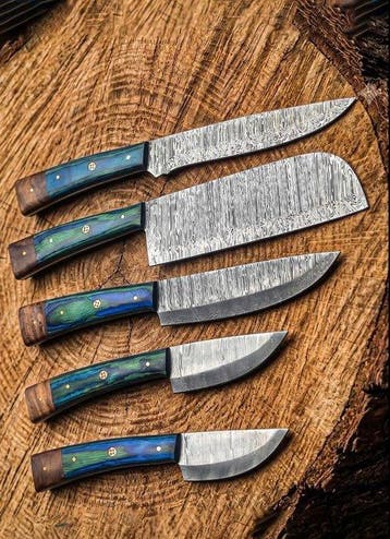 Kitchen /chef Set 5PC’s with cleaver and leather Roll Cover