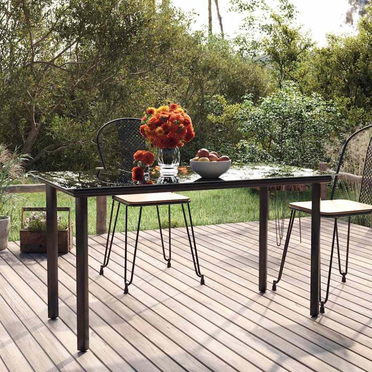 vidaXL Tuintafel 200x100x74cm staal en gehard glas zwart, Tuin en Terras, Tuintafels, Nieuw, Verzenden