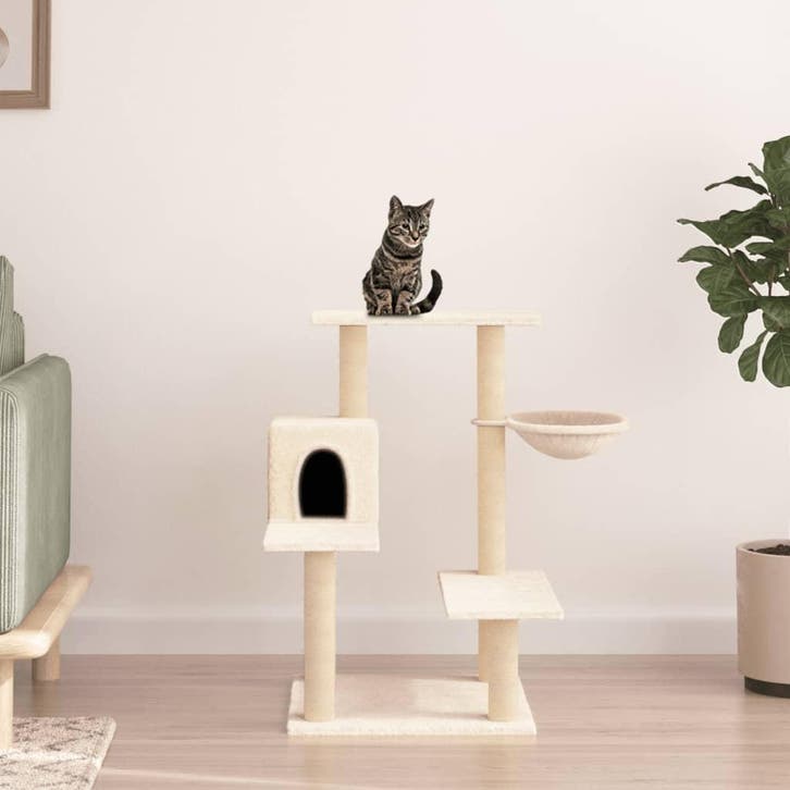vidaXL Kattenmeubel met sisal krabpalen 82,5 cm crèmekleurig, Animaux & Accessoires, Accessoires pour chats, Envoi