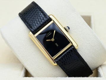 Cartier Tank Vermeil Year 1990s (Box), Overige merken, Leer, Polshorloge, Ophalen of Verzenden