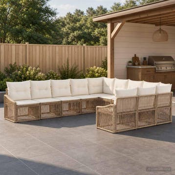vidaXL Tuinbank Set 11 st Beige poly rattan, Verzenden, Nieuw