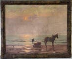 Albert Caullet (1875-1950) - La pêche aux crevettes à cheval