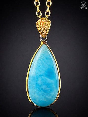Bijoux en larimar bleu - pendentif en argent sterling 925 -