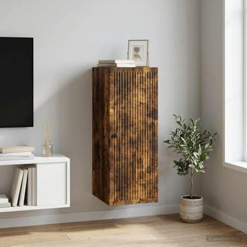 vidaXL Wandkast Gerookt eiken 33 x 34,5 x 90 cm Bewerkt hout, Verzenden