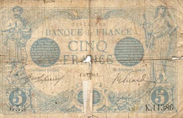 France Frankreich Pick 70 5 Francs Bleu 15/04/1916 Taureau, Verzenden, België