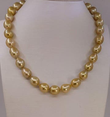 Collier - 14 carats Or jaune, Perles des Mers du Sud dorées