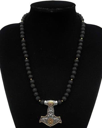 Viking ketting Thors hamer – Lavasteen – Ruwe kracht en