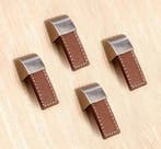 Set van 4 lederen handvaten (enkel gat, bruin), Verzenden