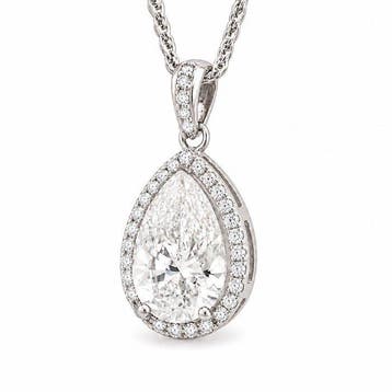 Ketting met hanger - 14 karaat Witgoud - 3.40ct. tw. Diamant