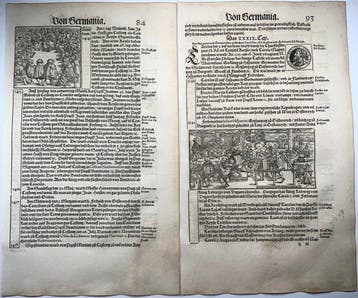 2 folios with 6 woodcuts by Hans Holbein, Heinrich Vogtherr