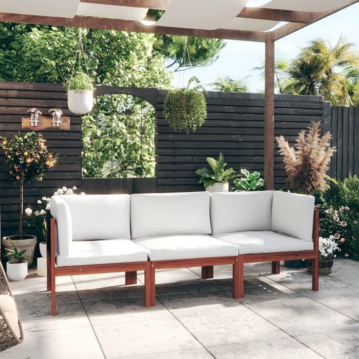 vidaXL 3-zits tuinbank met kussen acaciahout & touw, Tuin en Terras, Tuinsets en Loungesets, Nieuw, Verzenden