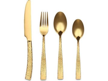 Veiling - Bestekset goud 24-delig hamered, Maison & Meubles, Cuisine | Couverts