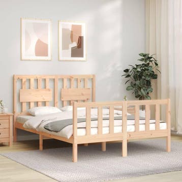 vidaXL Bedframe met hoofdbord massief hout, Verzenden, Nieuw