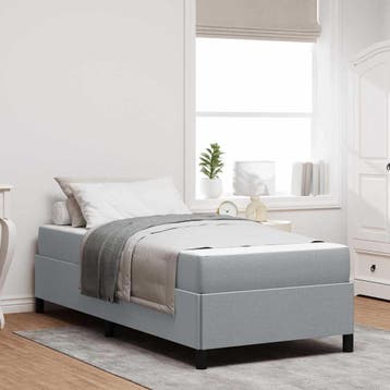vidaXL Boxspring bed met matras Lichtgrijs 90 x 190 cm Stof, Verzenden