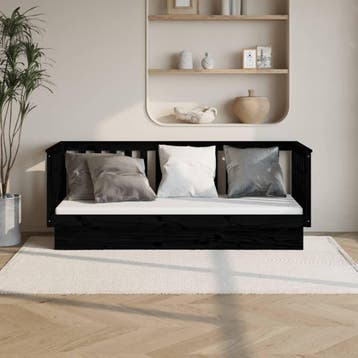 vidaXL Slaapbank 90x190 cm massief grenenhout zwart, Verzenden, Nieuw