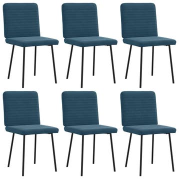vidaXL Eetkamerstoelen 6 st fluweel blauw, Verzenden, Nieuw