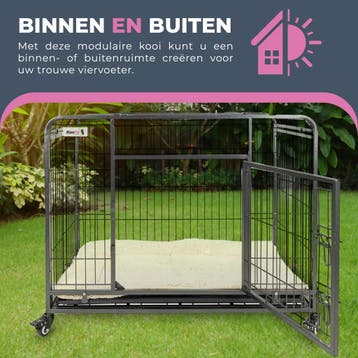MaxxPet Hondenbench met Plaid - Verrijdbaar - 94x58x70cm, Ophalen of Verzenden