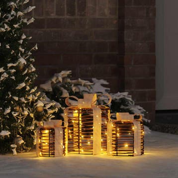 vidaXL Cadeau Box Decoratie 3 st Warmwit 20 x 20 x 20 cm, Verzenden
